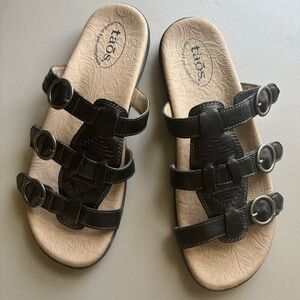 Taos leather Good times womens sandals comfort slip on slides size 10